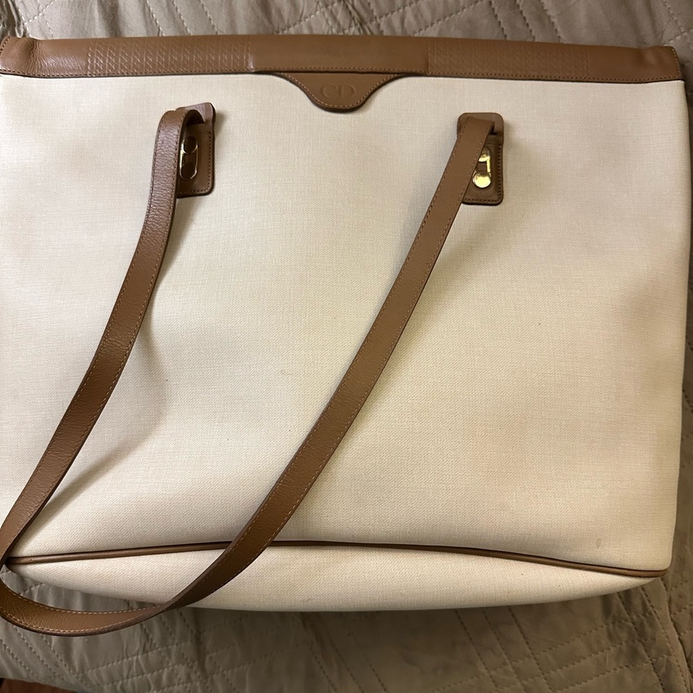 Vintage Christian Dior tote with Leather Straps